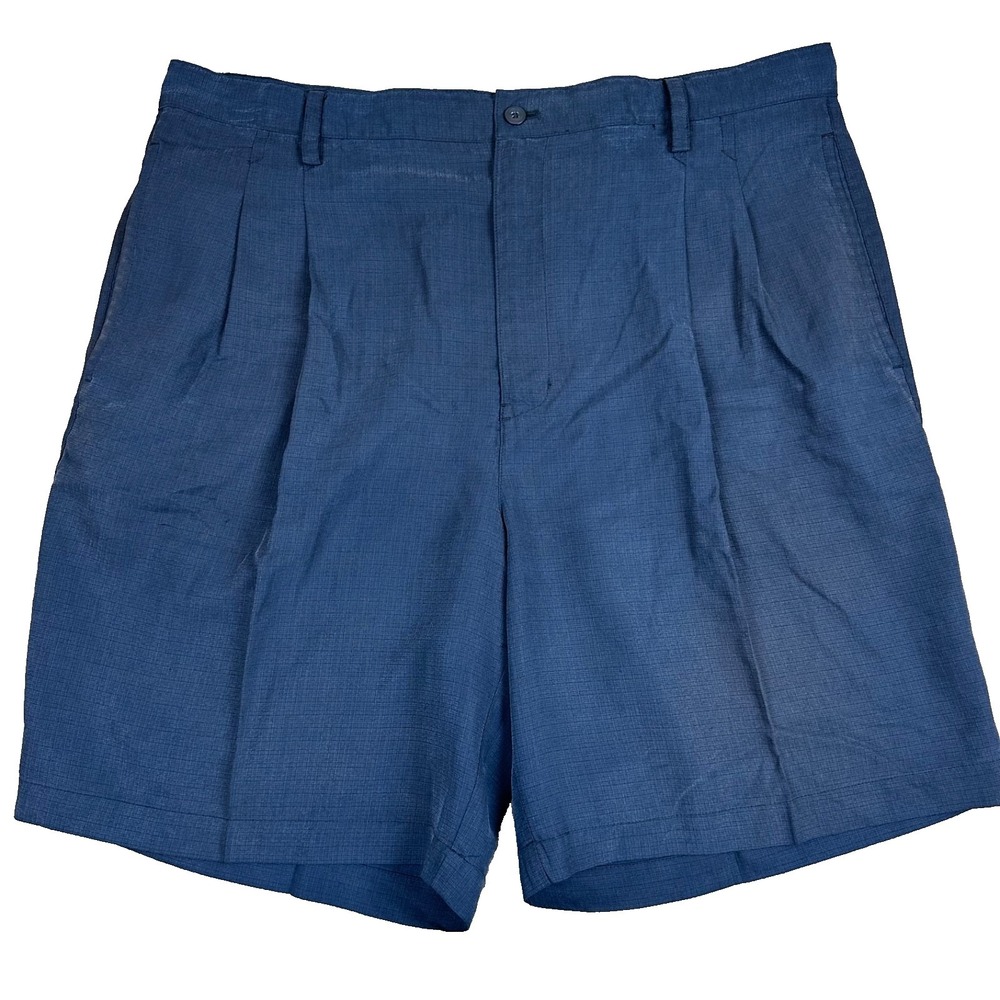 Bamboo Cay Men's Fine Resort wear Gray Pleated Dressy Shorts Navy Size 38
